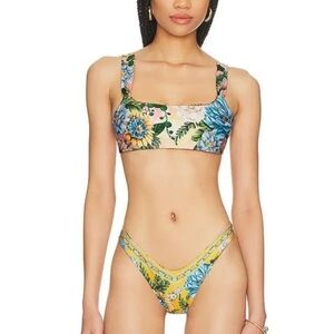 NWT! Agua Bendita Sele Reversible Bikini Top in Yellow
